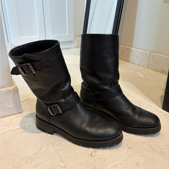 Frye Boots - Natalie Mid Engineer Lug Shearling Lined size 8M Black - Picture 8 of 9